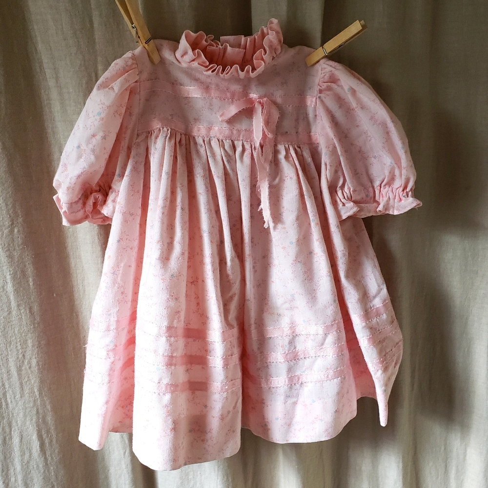 Handmade girl's pink ribbon dress